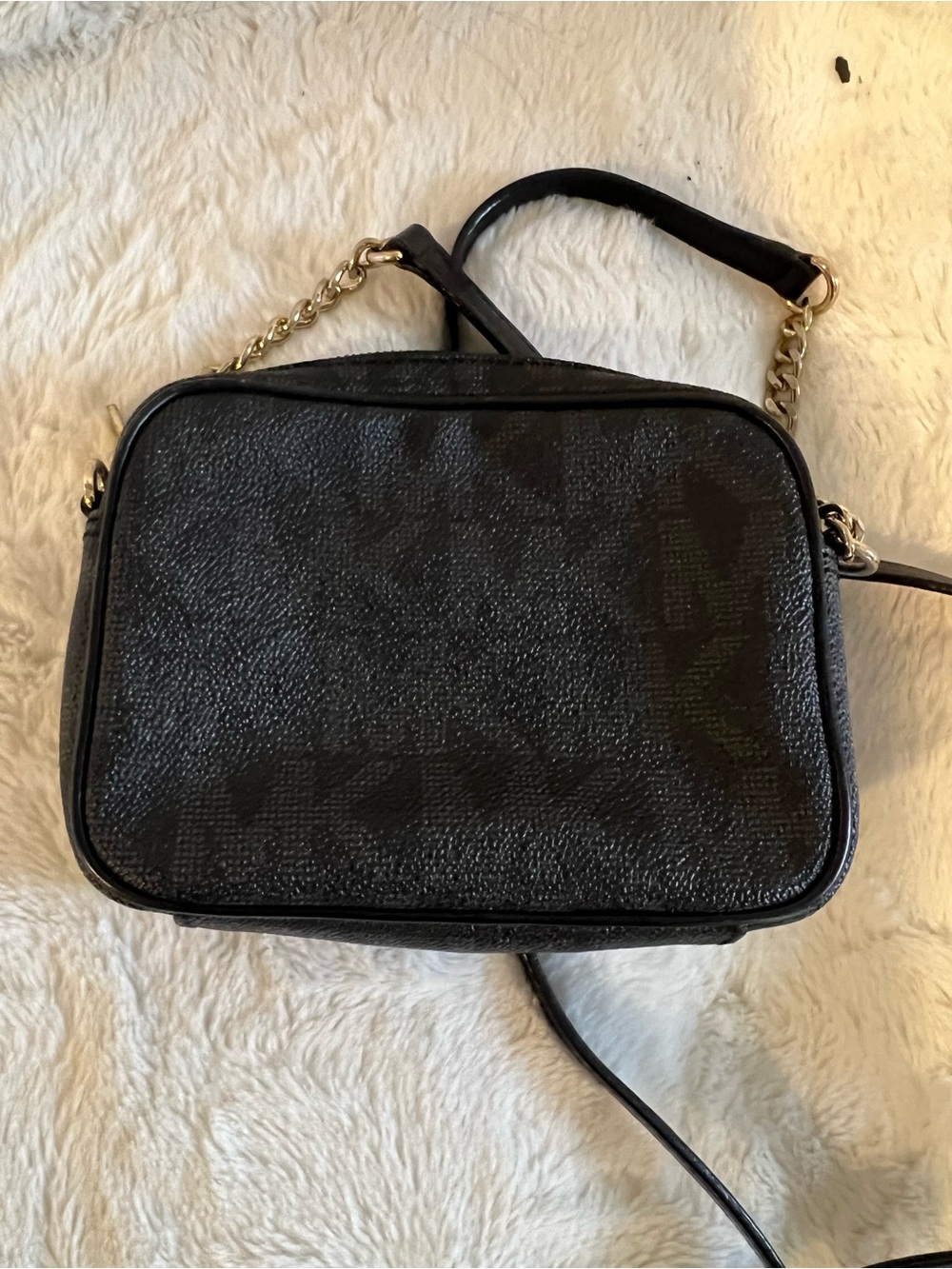 Michael Kors Black Leather Crossbody with Gold Plate - Picture 3 of 4
